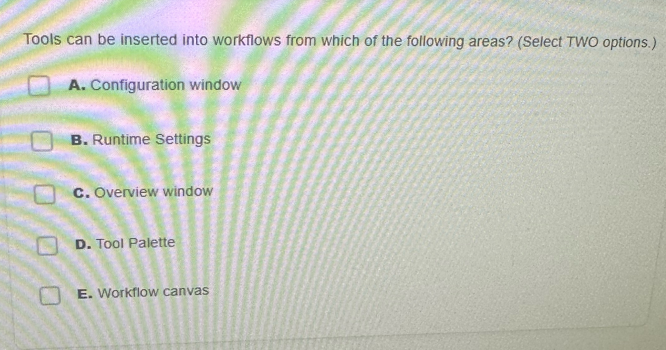  Alteryx- Tools can be inserted into workflows from which of the
