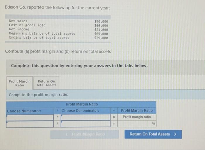  3 Edison Co. reported the following for the current year: Compute