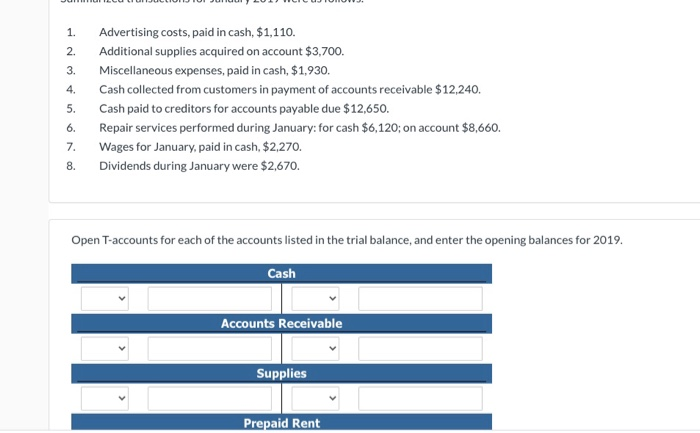repair service, which had the following trial balance on December 31, 2018