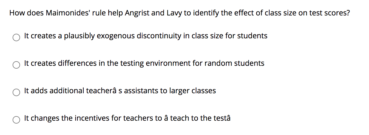 How does Maimonides' rule help Angrist and Lavy to identify the
