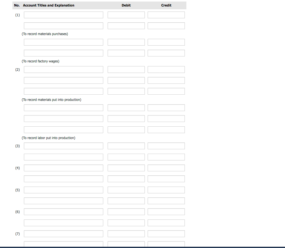 uses a job order cost system. The following data summarize the operations