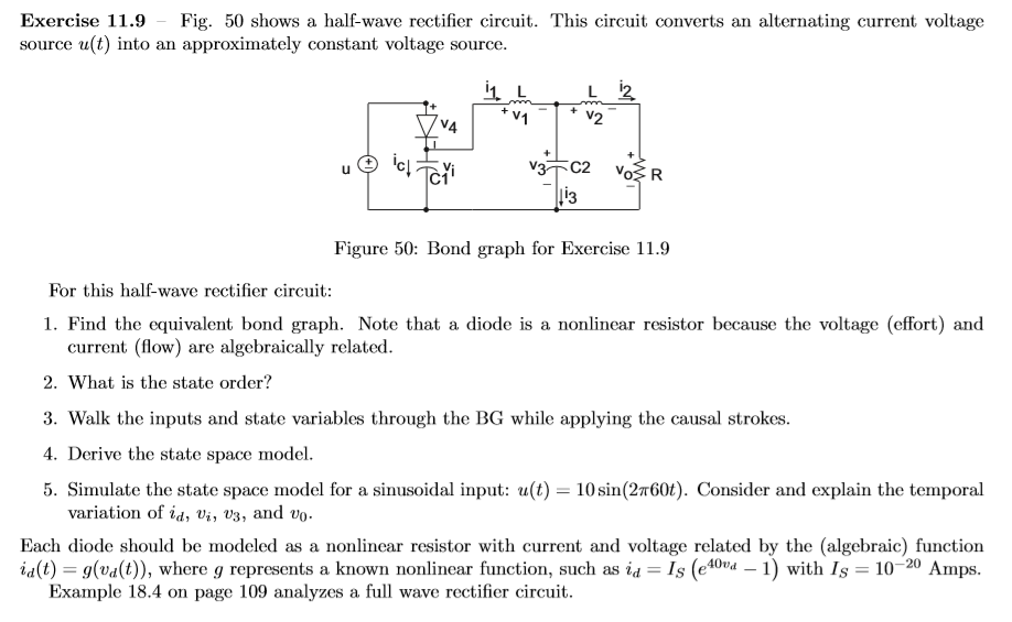  Exercise 11.9 - Fig. 50 shows a half-wave rectifier circuit. This