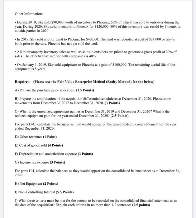 the voting shares of Sky Inc. for $525,000 on December 31, 2017.