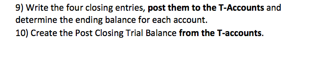 What are the closing entries based on the information provided below?