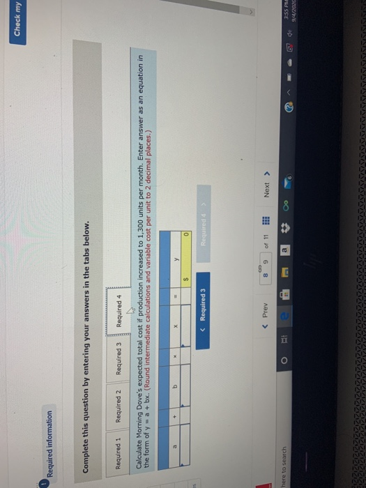 production costs for the production of 1,100 units follow. Morning Dove's utilities