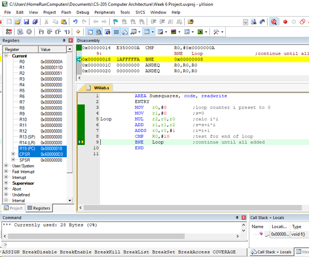 task is to compile them, use debug mode to step through each