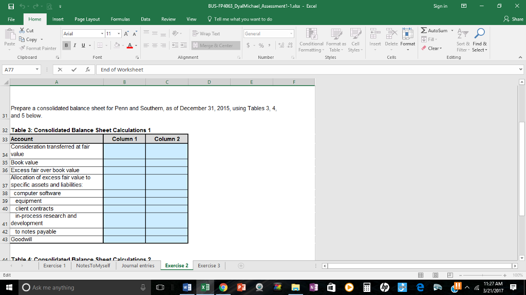 DyalMichael Assessment Excel Tell me what you want to do File Home