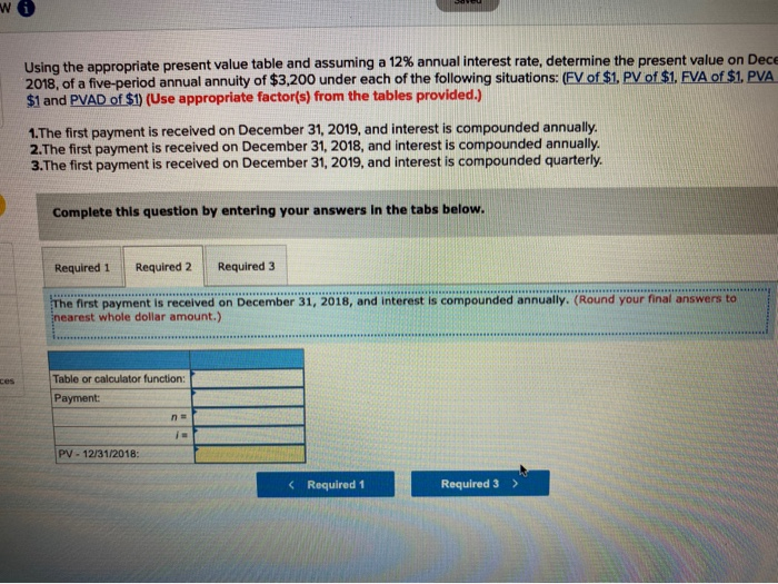 interest rate, determine the present value on December 31, 2018, of a