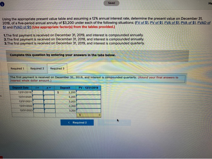 five-period annual annuity of $3,200 under each of the following situations: (FV