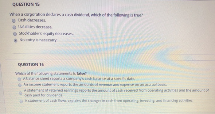 Company Selected data from the financial statements are provided below: 2015 Cash