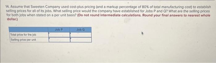 available for the company as a whole and for Jobs P and