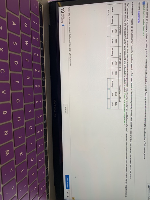 can you explain each stop please Question Help Golf Haven carries an