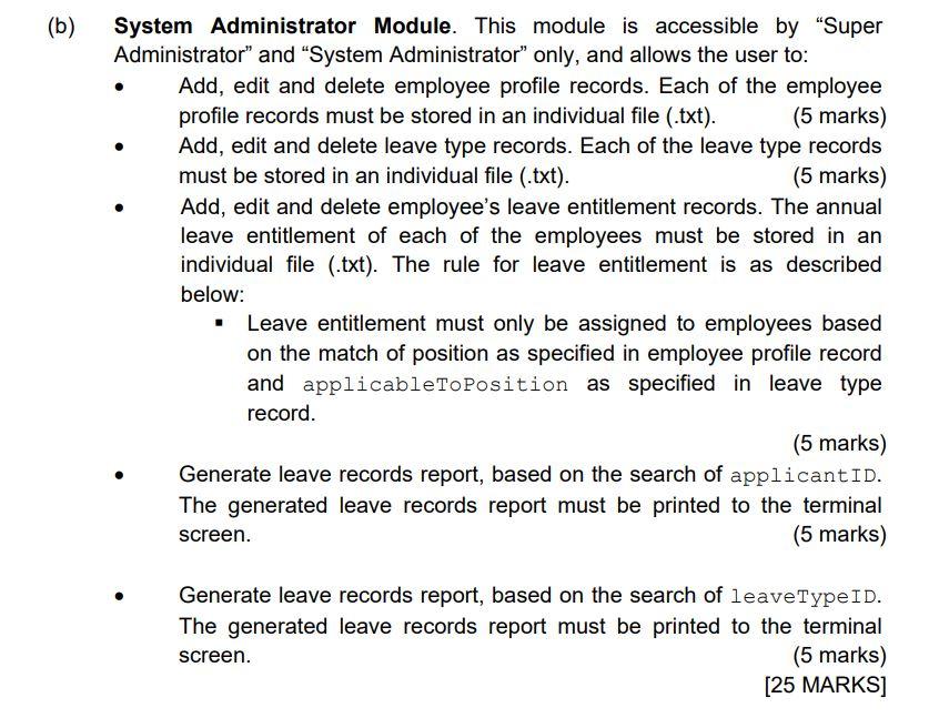  I want the code in java System Administrator Module. This module