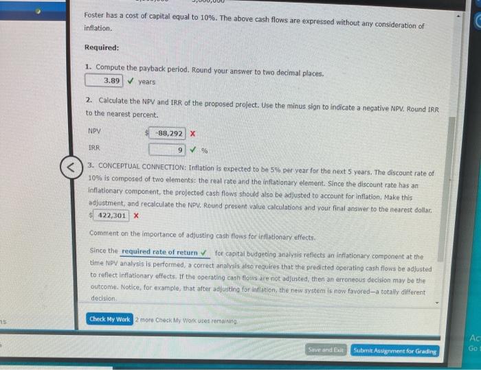 Adjustment For discount factors use Exhibit 128-1 and Exhibit 128-2. Foster Company
