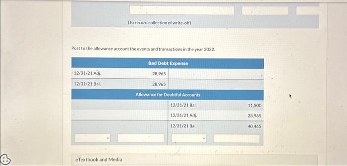 Accounts is a credit of $11,500. Journalize the following events and transactions