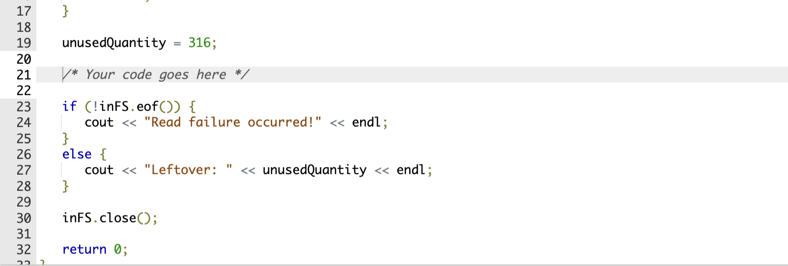 The opened file named beetFileName contains counts of beets ordered by a