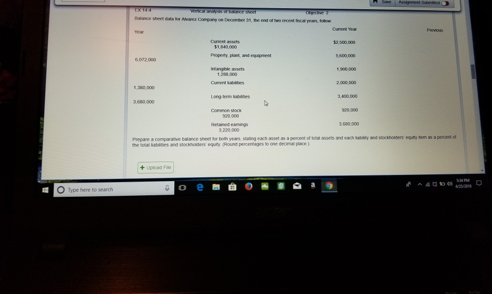 rtical analysis of balance sheet Objective Balance sheet data for Alvarez