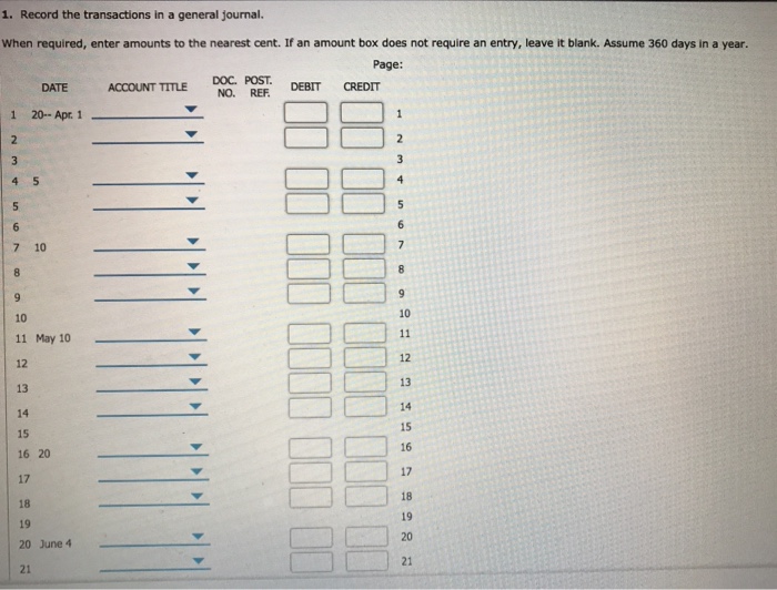 When required, enter amounts to the nearest cent. If an amount box