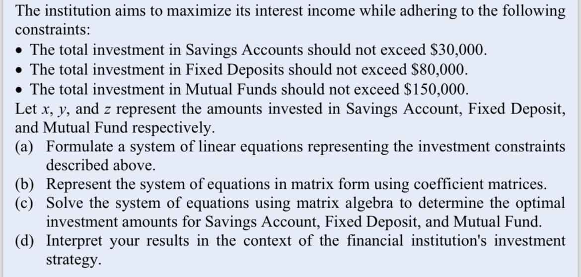  Exercise 5.9 A financial institution offers three types of investment products: