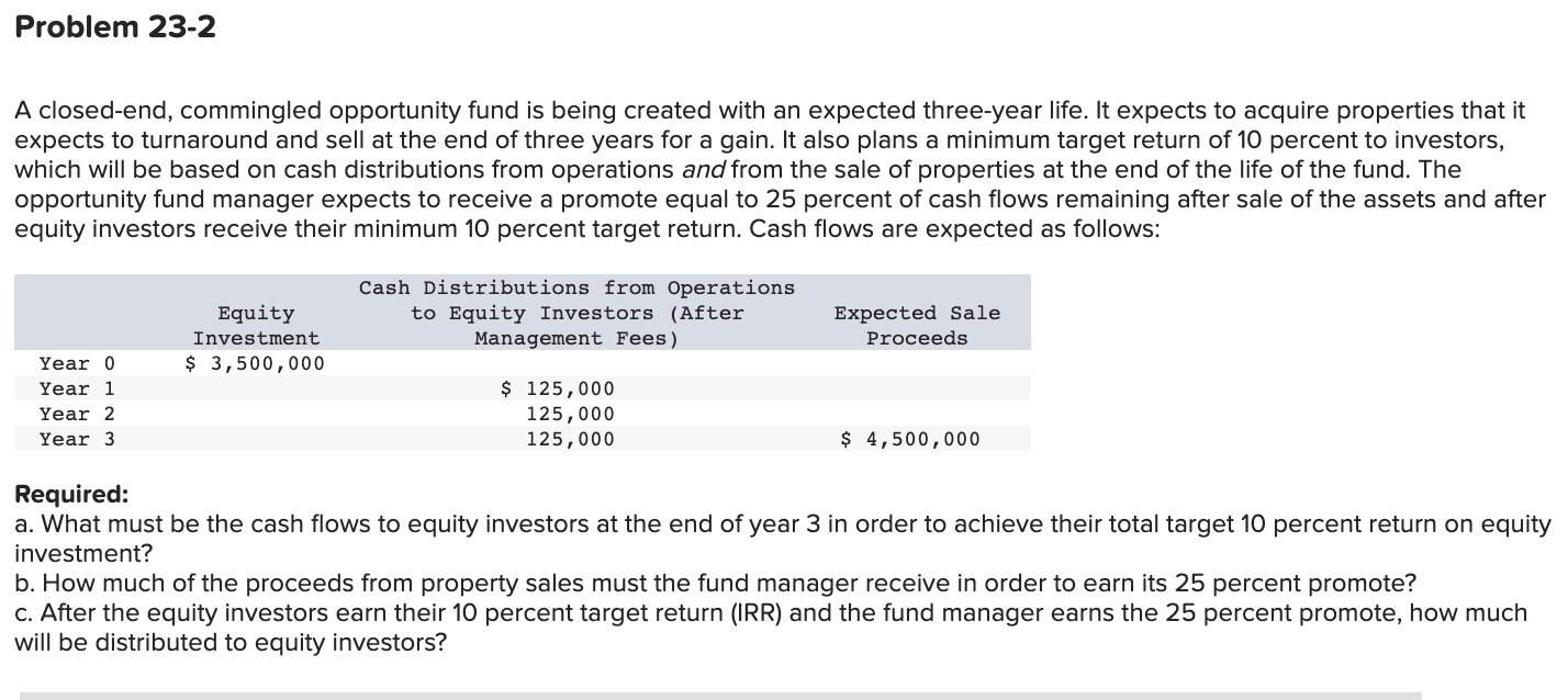  A closed-end, commingled opportunity fund is being created with an expected