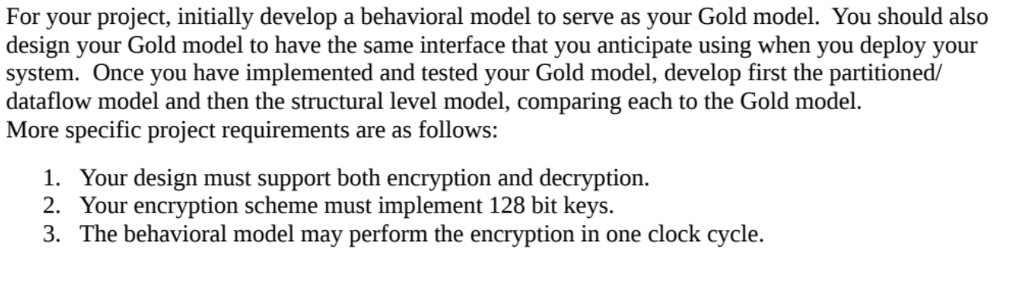 using vhdl impliment a behavioral model with code For your project, initially