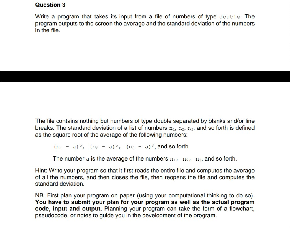  use c++ language and don't use a class Question 3 Write