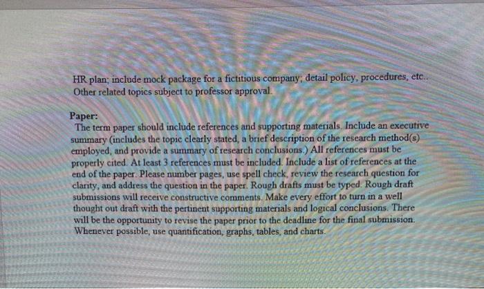 Project Handout Proposal: Project proposals should be between 1 and 3 pages.
