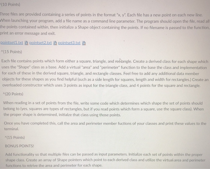 described by a series of points. Points will be described by the