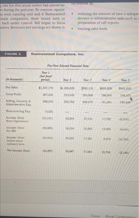 Businesland, was reviewing sales ales performance and selling expenses from the past