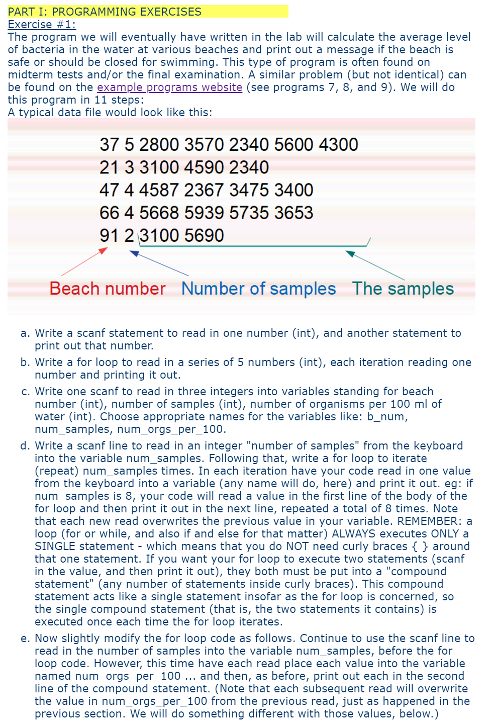  PART I: PROGRAMMING EXERCISES Exercise #1: The program we will eventually