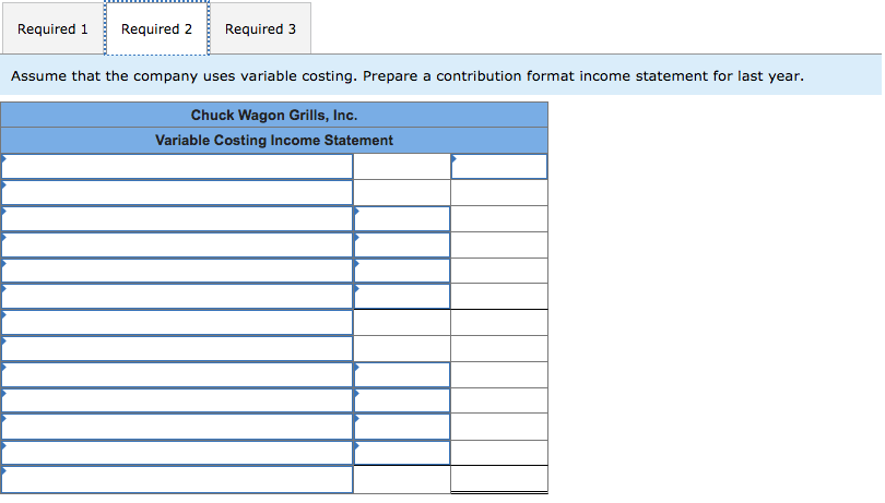 specialty barbecue grill that it sells for $300. Data for last year's