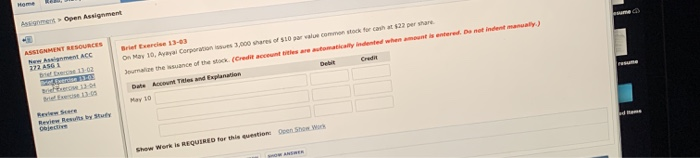  me Open Assignment ASSIGNMENT RESOURCES New met ACC 272 ASG On