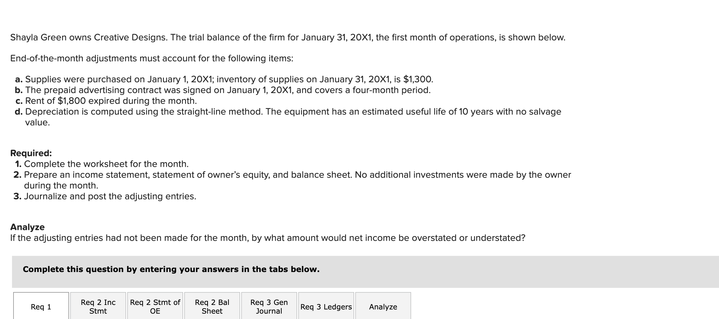  Complete the worksheet for the month. Complete this question by entering