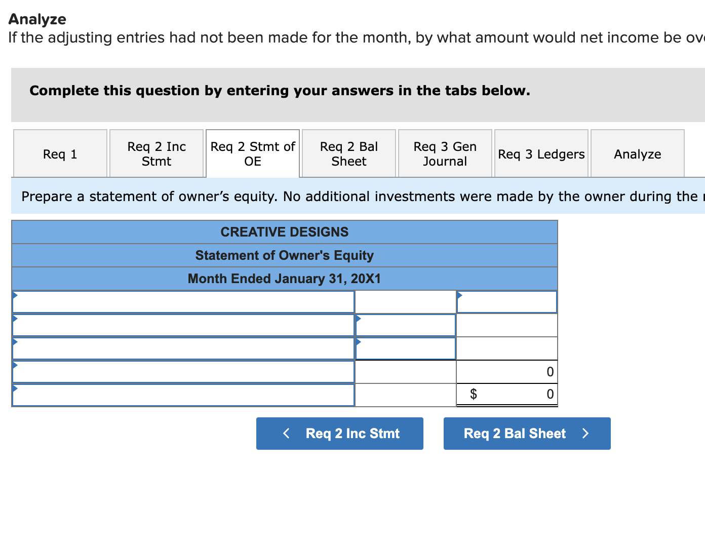not been made for the month, by what amount would net income