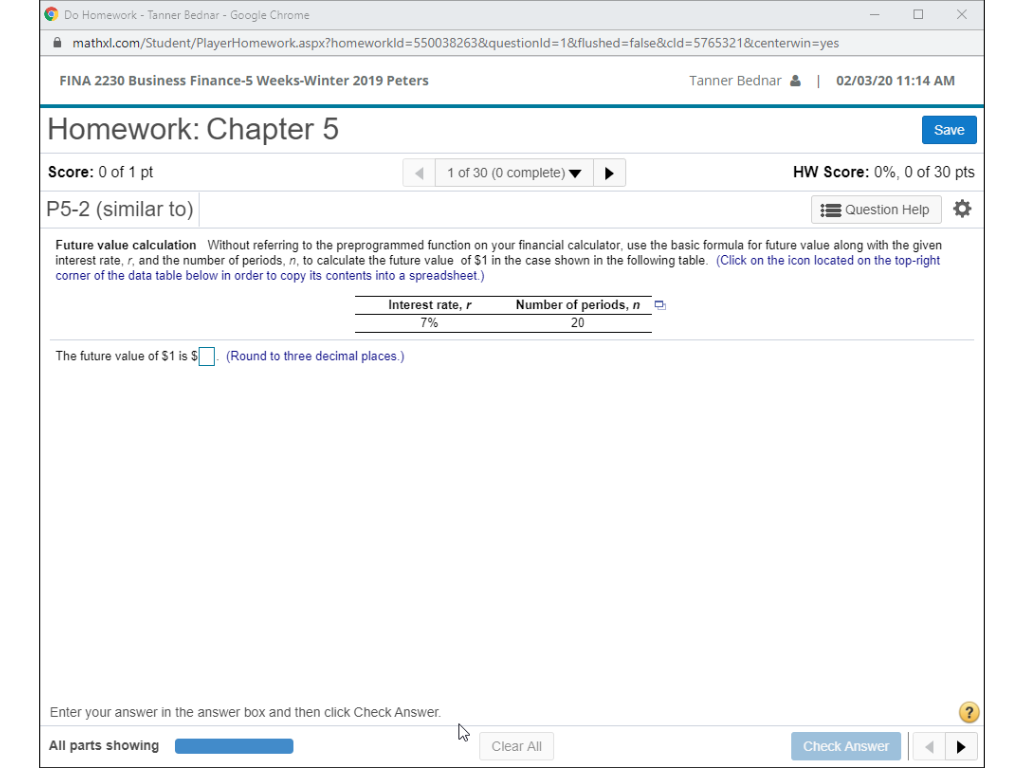  Do Homework - Tanner Bednar - Google Chrome - X mathxl.com/Student/PlayerHomework.aspx?homeworkld=5500382638.questionld=18