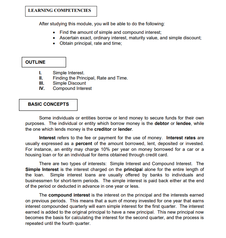  LEARNING COMPETENCIES After studying this module, you will be able to