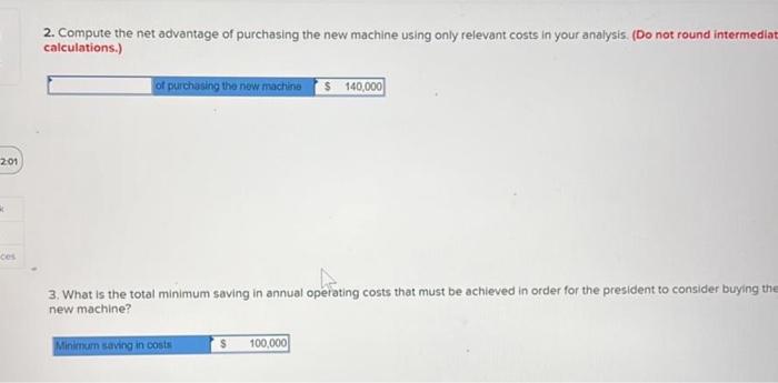 year ago at a cost of $120,000. Although the machine operates well
