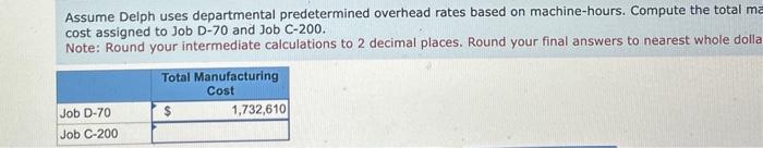 Need help with finding out the total manufacturing cost for Job C-200