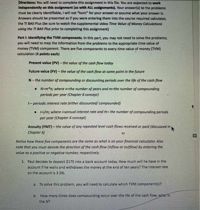  Directions: You will need to complete this assignment in this file.