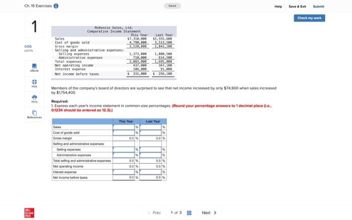  Ch 15 Exercises Seved Help Save & E Submit Check my