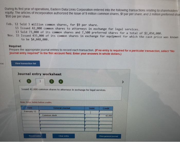  2 During its first year of operations, Eastern Data Links Corporation