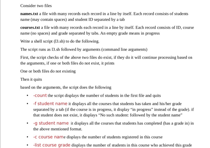  we are using bash/unix, still learning it Consider two files names.txt
