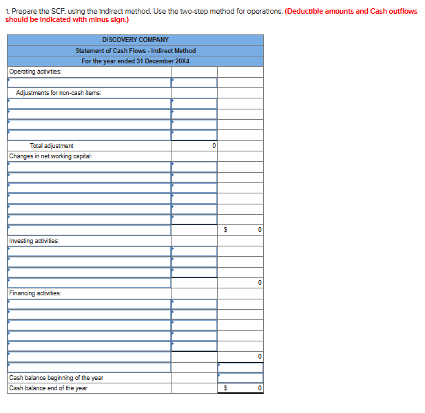 Discovery Company are as follows: Additional information: a. The company sold equipment