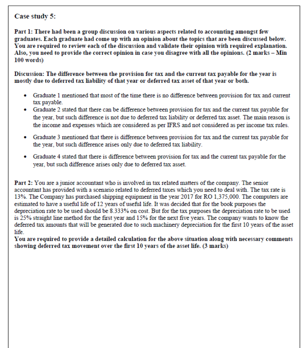 Case study 5: Part 1: There had been a group discussion