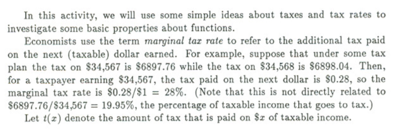 In this activity, we will use some simple ideas about taxes