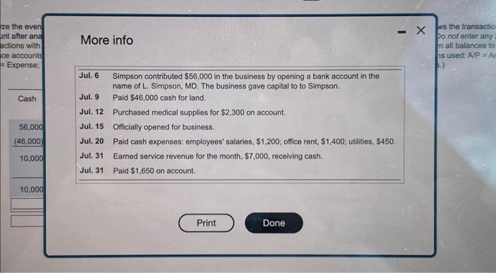 of operation, the business, titled Lucy Simpson, M.D., experienced the following events: