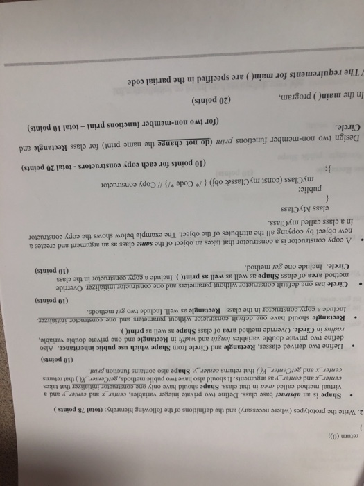  return (0) 2. Write the prototypes (where necessary) and the definitions