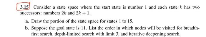  3.15 Consider a state space where the start state is number