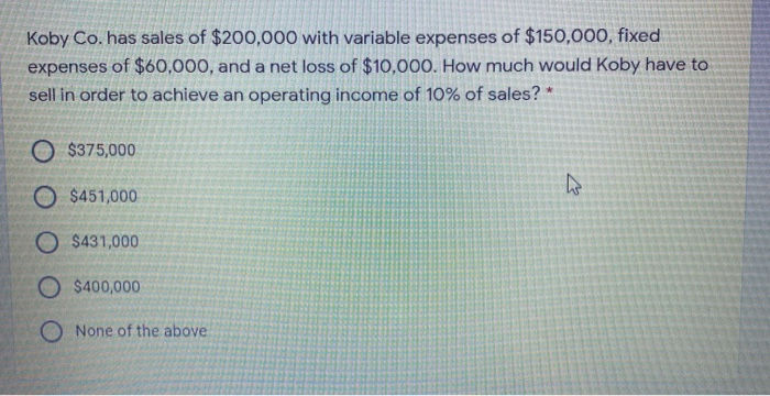 product from $1.00 to $1.10 a unit when total fixed expenses increased