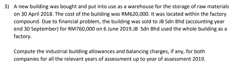 3) A new building was bought and put into use as